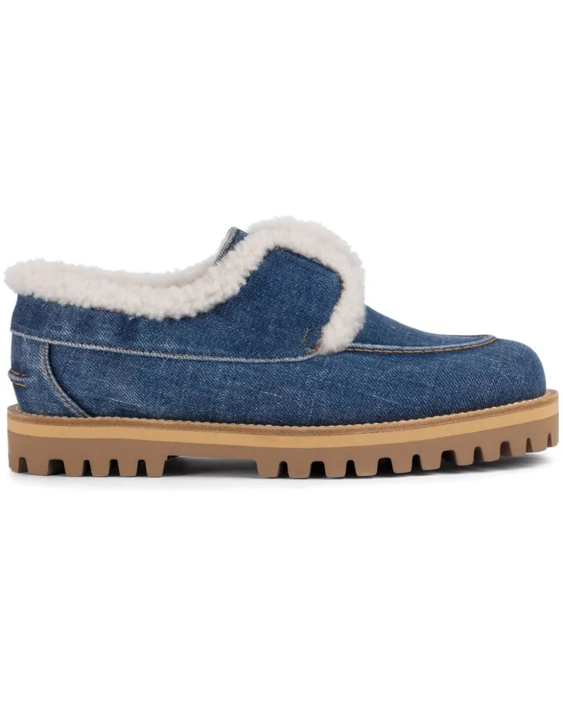 Le Silla Yacht Loafer mit Shearling-Besatz - Blau Blau