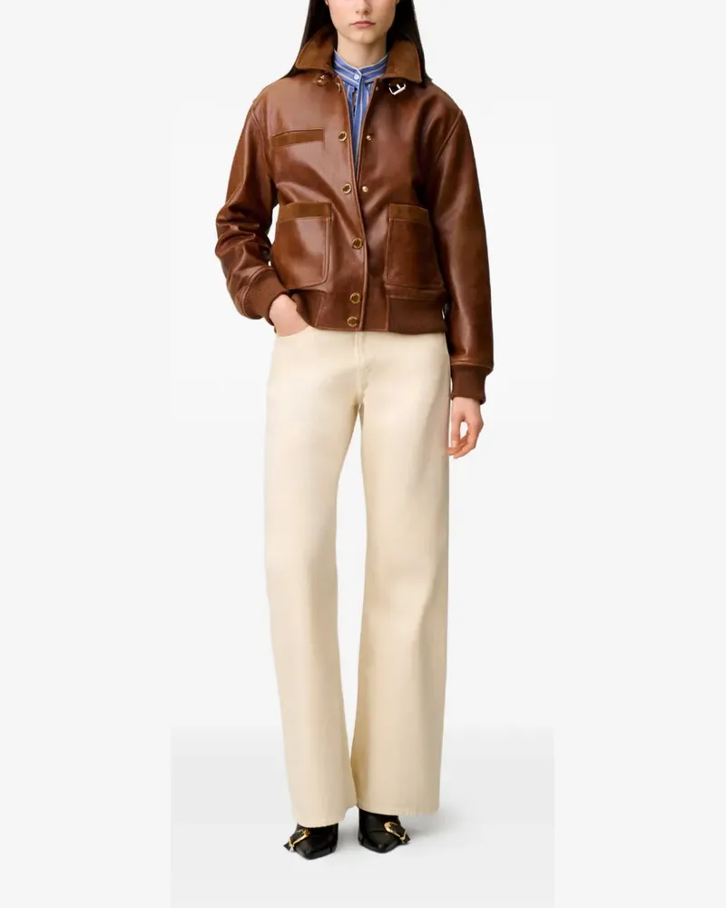Claudie Pierlot Oversized-Jacke aus Leder - Braun Braun