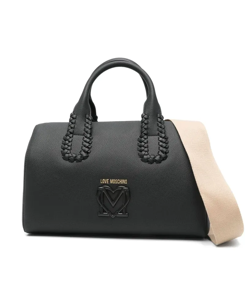 Moschino Handtasche mit Logo-Schild - Schwarz Schwarz