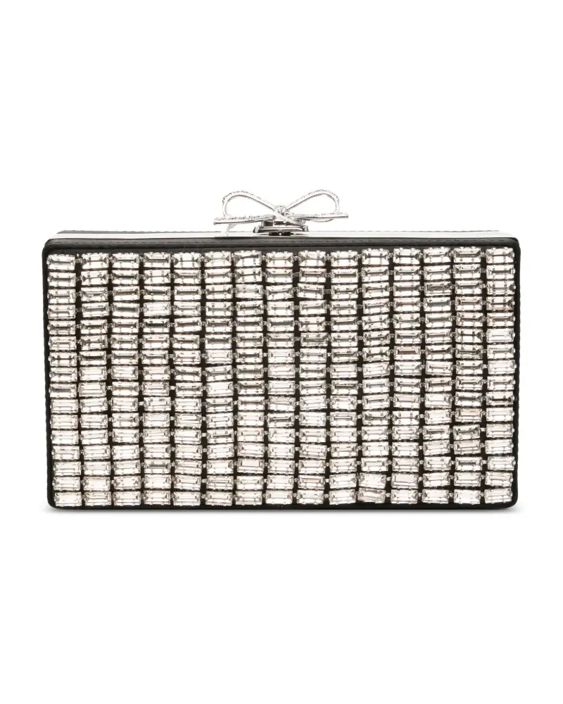 Self-Portrait Bow Clutch mit Kristallen - Grau Grau