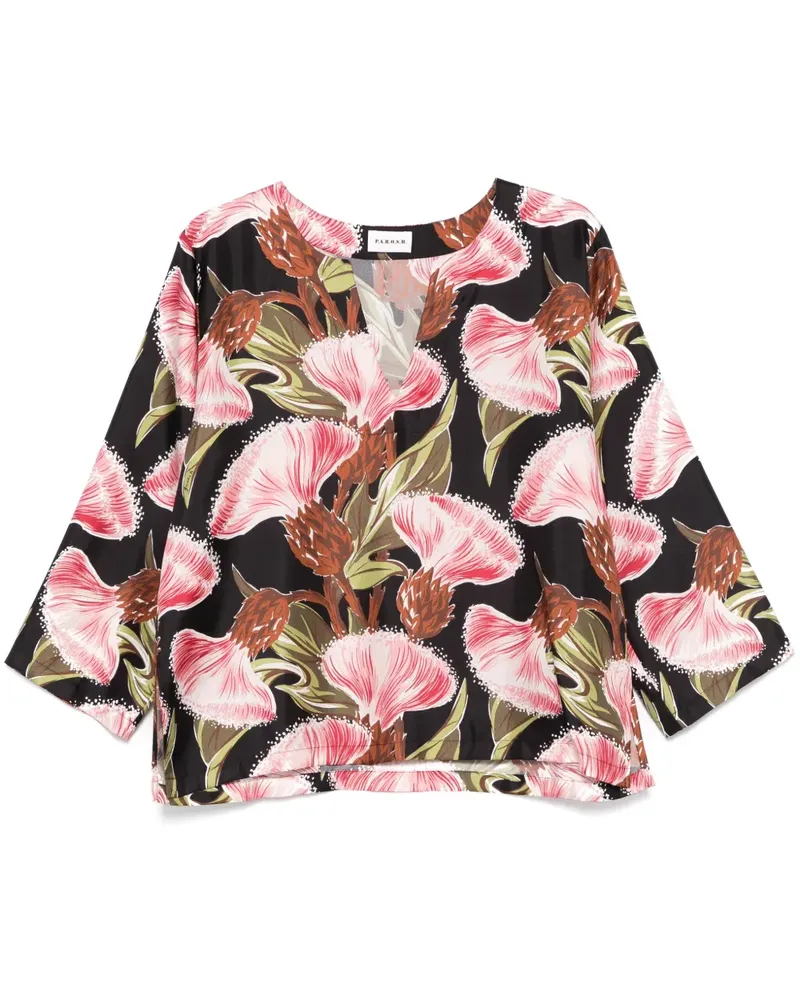 P.A.R.O.S.H. P.A.R.O H. Bluse mit Blumen-Print - Schwarz Schwarz