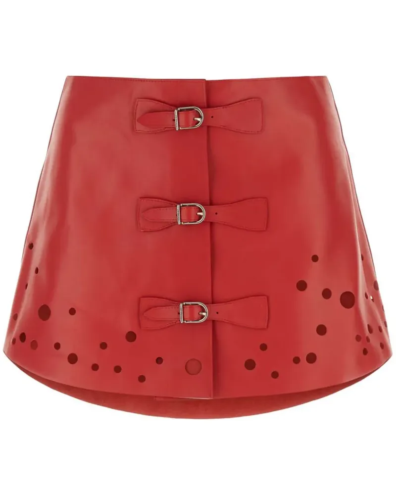 Durazzi Milano Leder-Minirock mit Lochmuster - Rot Rot