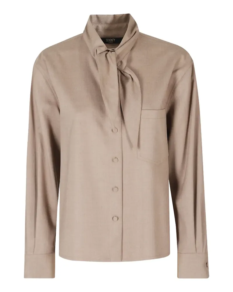 Seventy pussy-bow chest-pocket shirt - Braun Braun