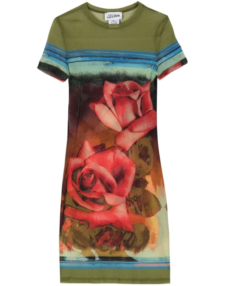 Jean Paul Gaultier Minikleid mit Rosen-Print - Rot Rot