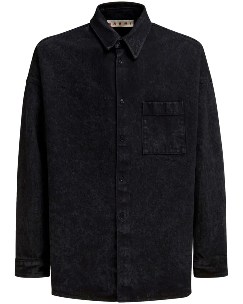 Marni Hemd mit Logo-Patch - Schwarz Schwarz