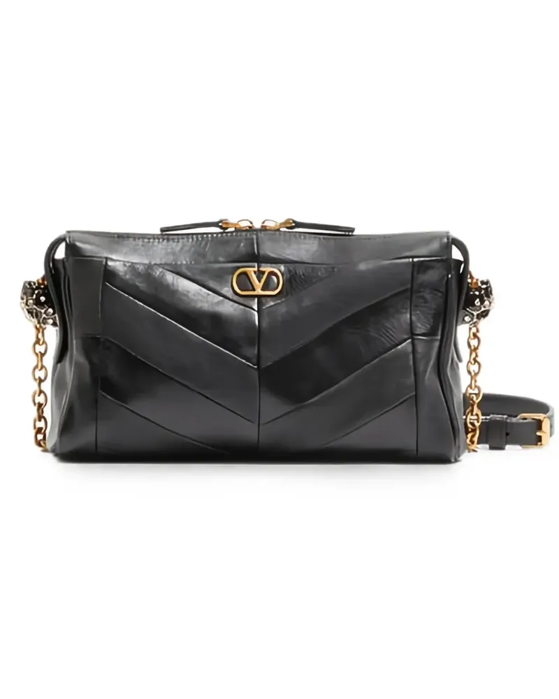 Valentino Garavani Kleine Panthea Schultertasche mit Chevron-Steppung - Schwarz Schwarz