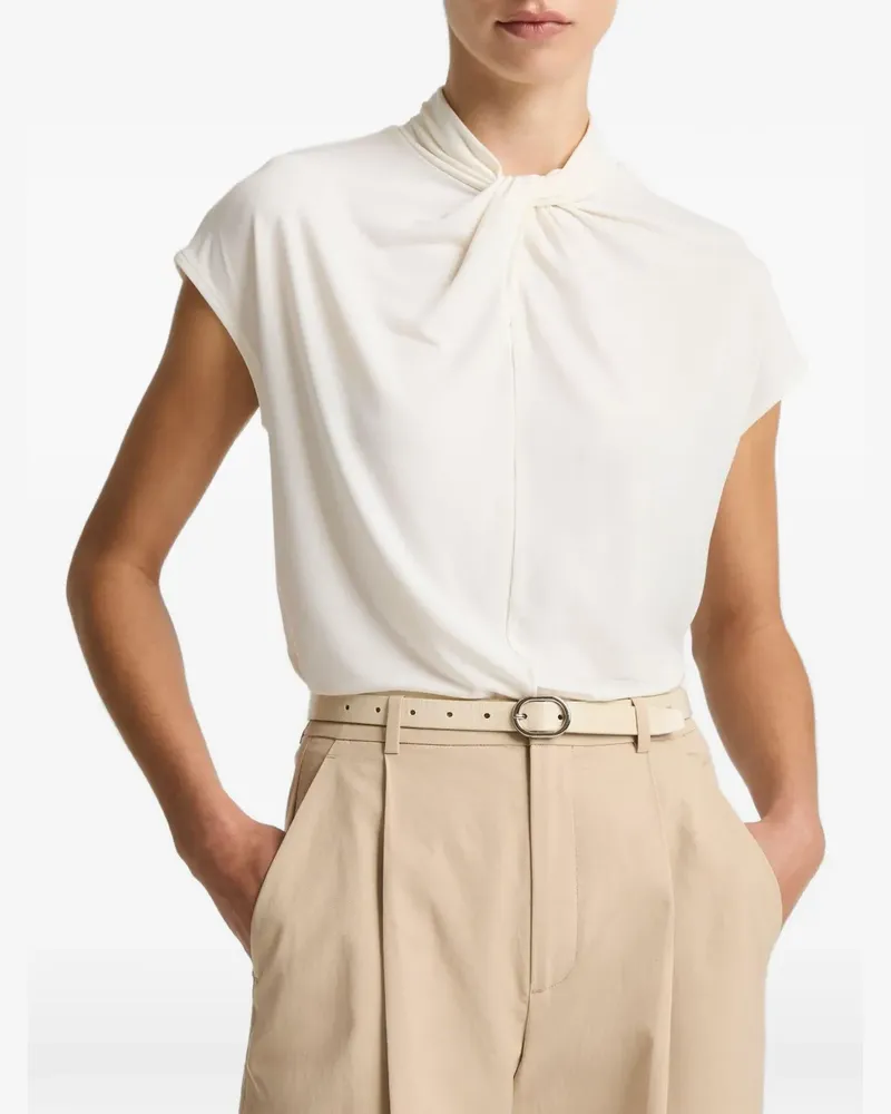 Vince twist neck cap-sleeve blouse - Nude Nude