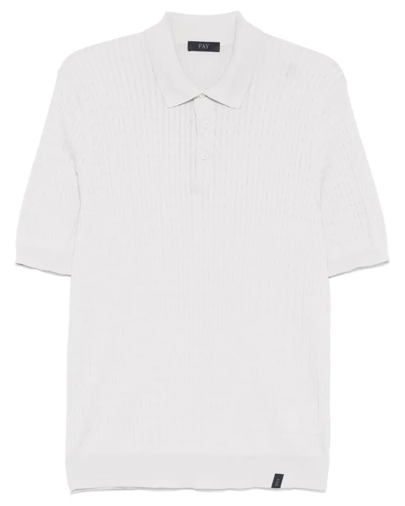 Fay Poloshirt mit Zopfmuster - Grau Grau