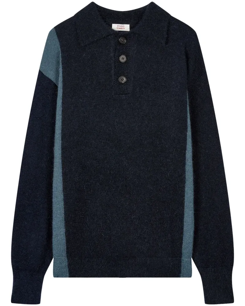 STUDIO TOMBOY Poloshirt aus Feinstrick - Blau Blau
