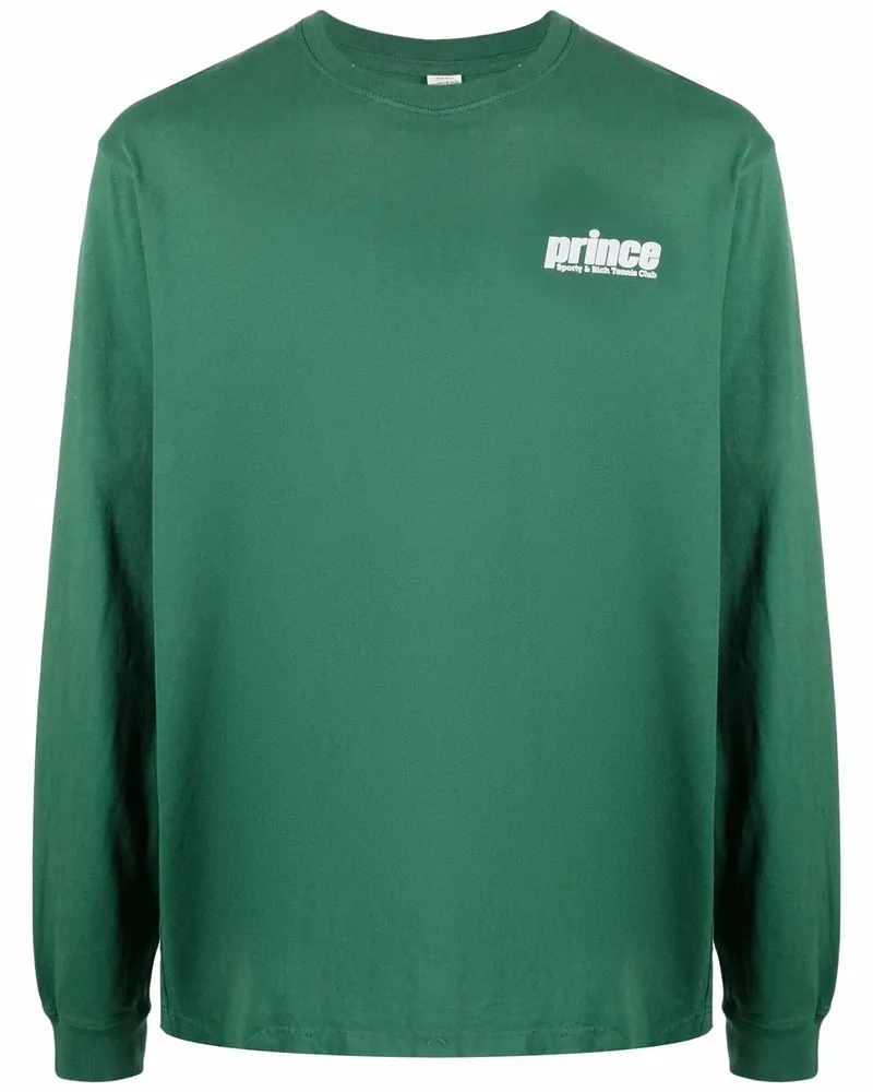 SPORTY & RICH Langarmshirt mit Logo-Print - Grün Grün