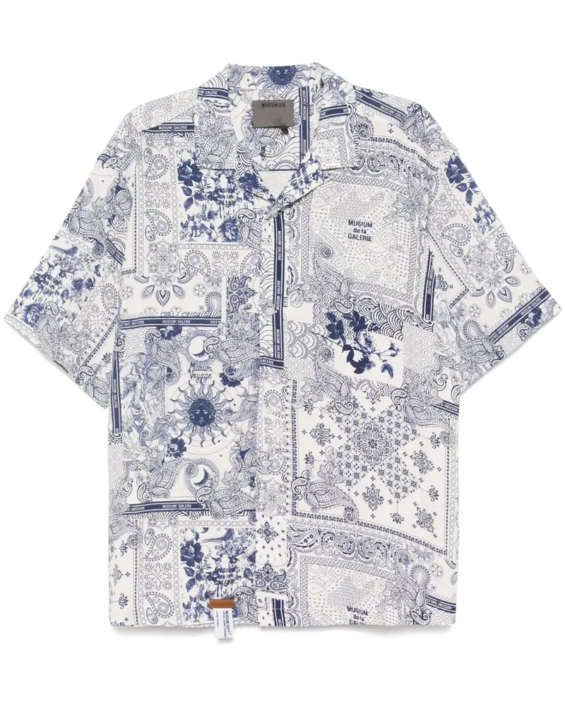 Musium Div. Hemd mit grafischem Print - Blau Blau