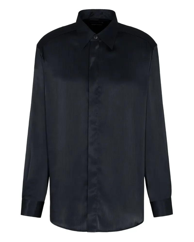 Emporio Armani Hemd mit Satinstreifen - Schwarz Schwarz