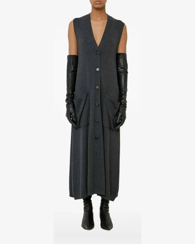 MEIMEIJ V-neck knitted midi dress - Grau Grau