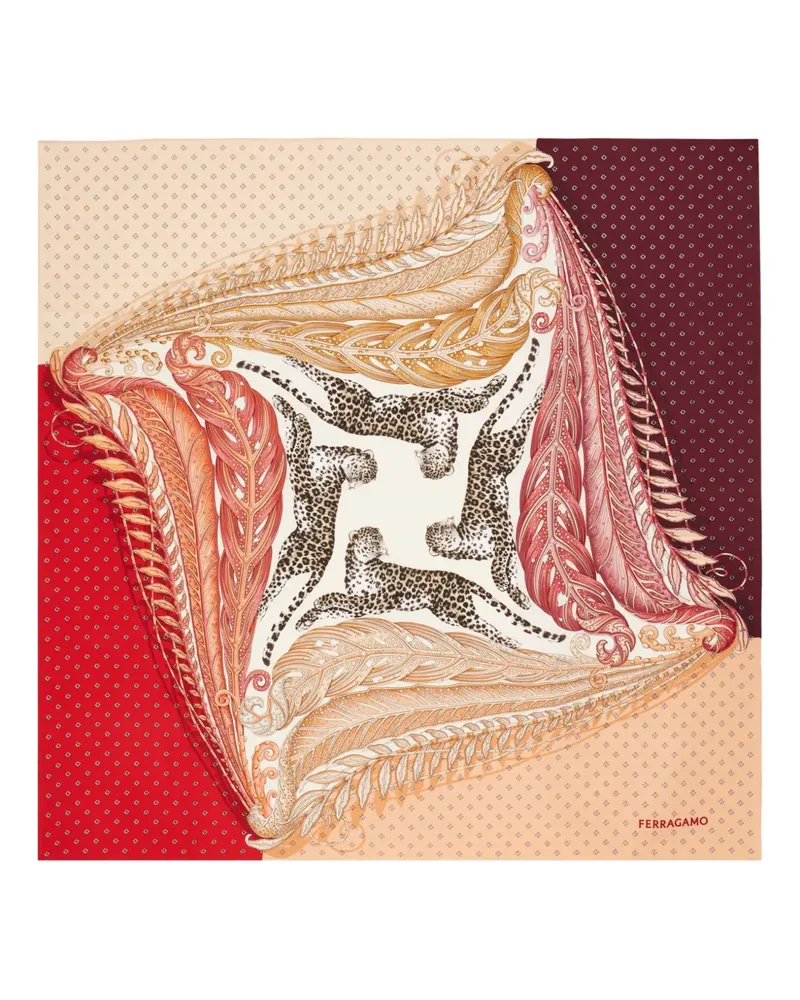 Ferragamo Seidenschal mit Madras-Print - Rot Rot
