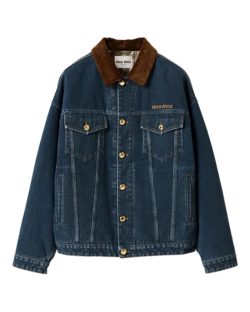 Miu Miu Jeansjacke mit Samtkragen - Blau Blau