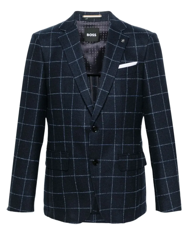 HUGO BOSS Sakko mit Windowpane-Karo - Blau Blau