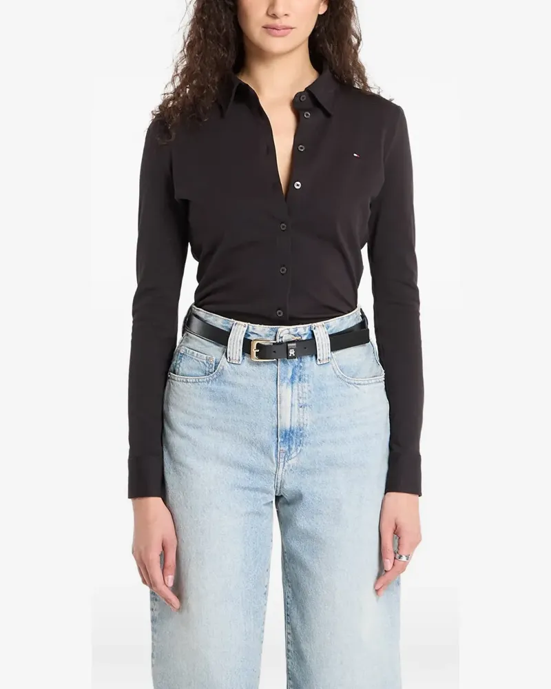 Tommy Hilfiger logo-patch long-sleeve shirt - Schwarz Schwarz