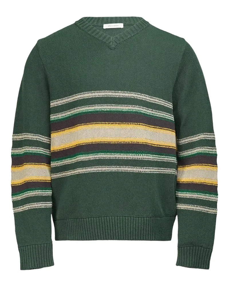 Craig Green Gestreifter Pullover mit V-Ausschnitt - Grün Grün
