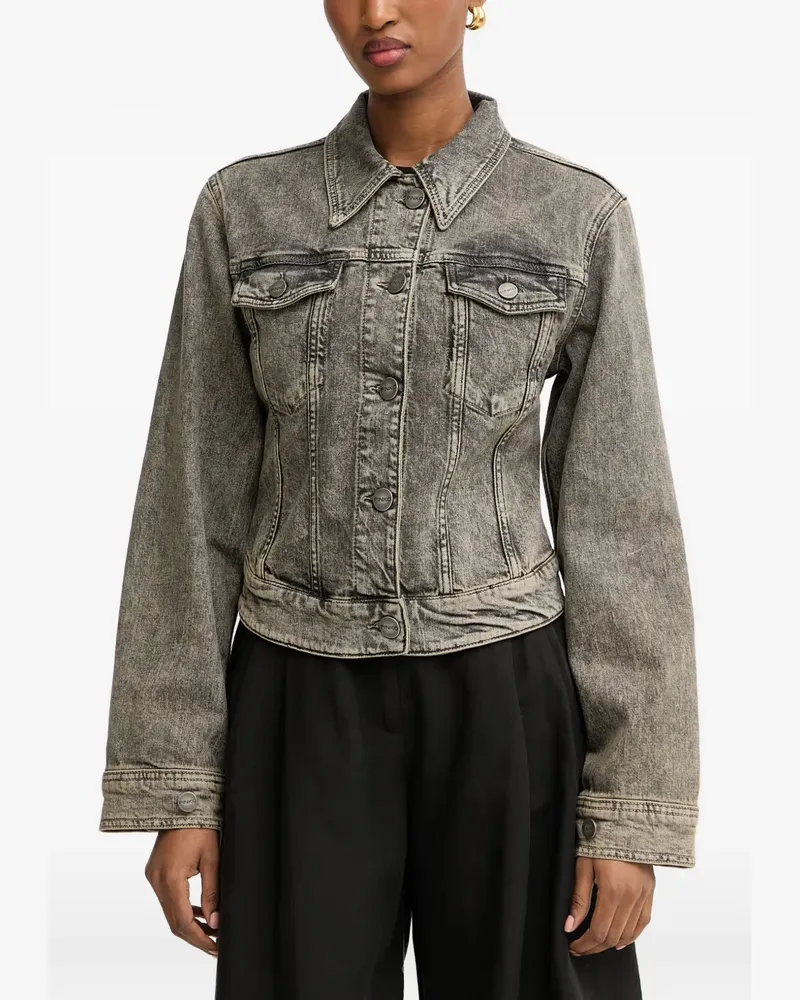 Pinko acid-wash buckle-detail denim jacket - Grau Grau