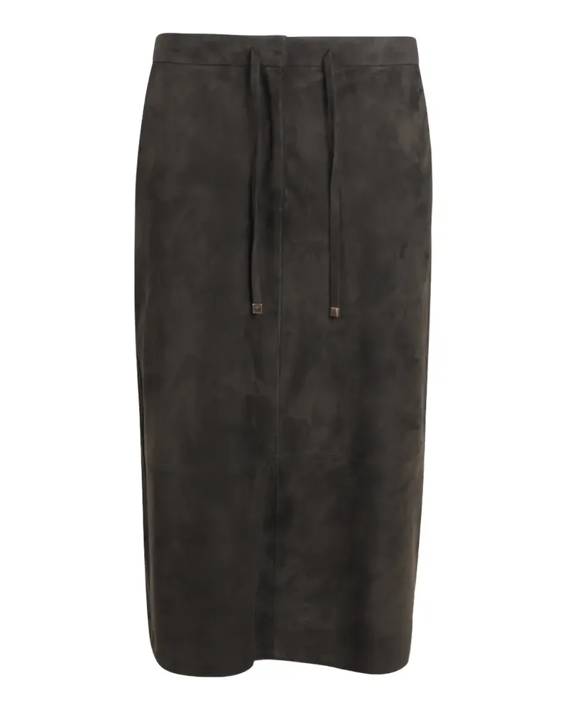 Max Mara Rock aus Wildleder mit Kordelzug an der Taille - Grau Grau