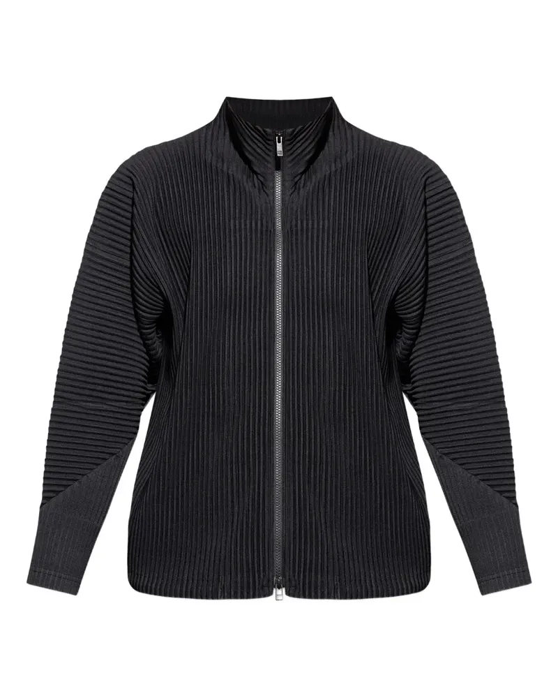 Issey Miyake pleated zip-fastening jacket - Schwarz Schwarz