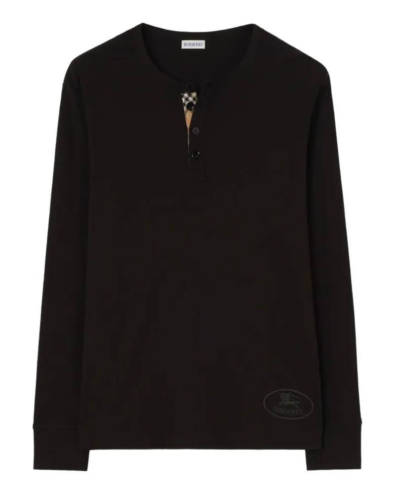 Burberry long-sleeve cotton top - Schwarz Schwarz