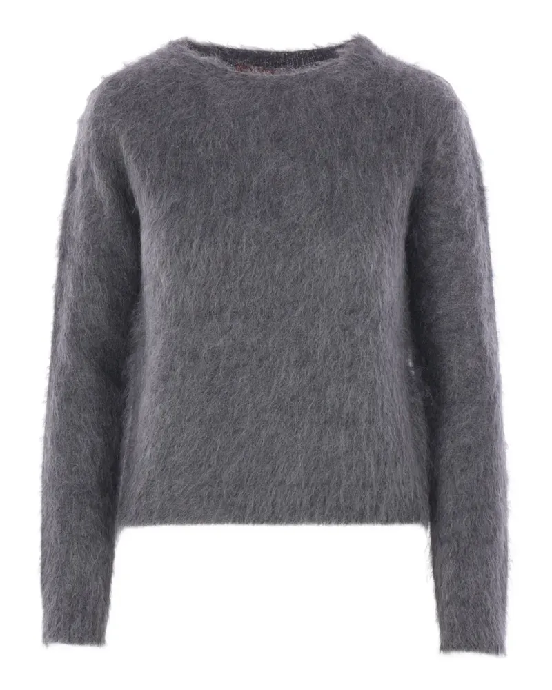 Max Mara Gebürsteter Pullover mit rundem Ausschnitt - Grau Grau
