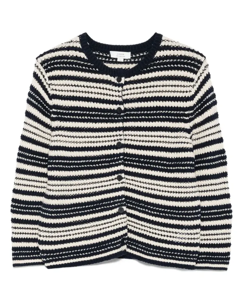 Vince Gestreifter Cardigan mit Knöpfen - Blau Blau