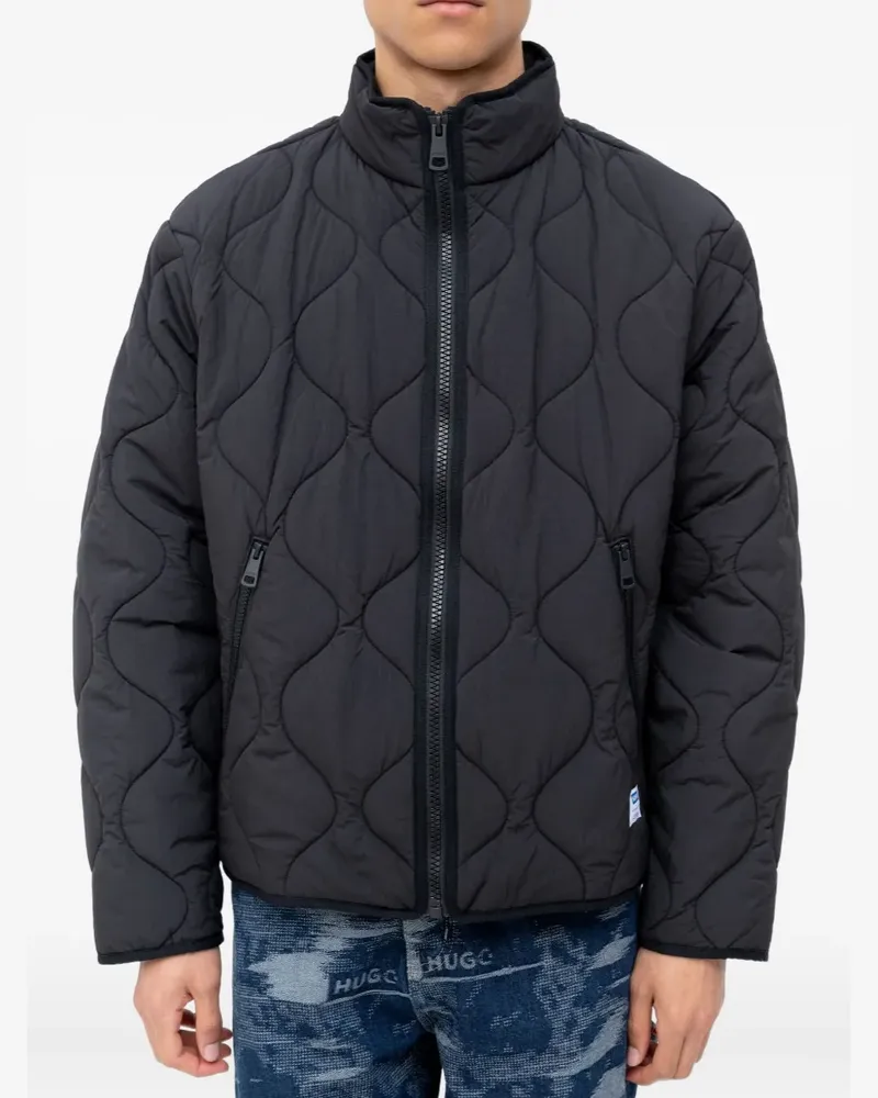 HUGO BOSS quilted zip-up jacket - Schwarz Schwarz