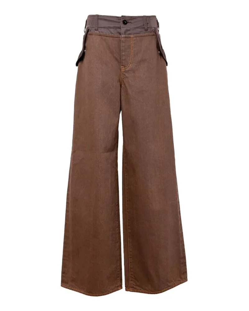Sacai contrast-panel jeans - Braun Braun