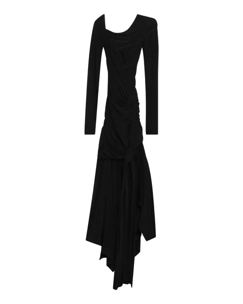 ATTICO ruched asymmetric maxi dress - Schwarz Schwarz