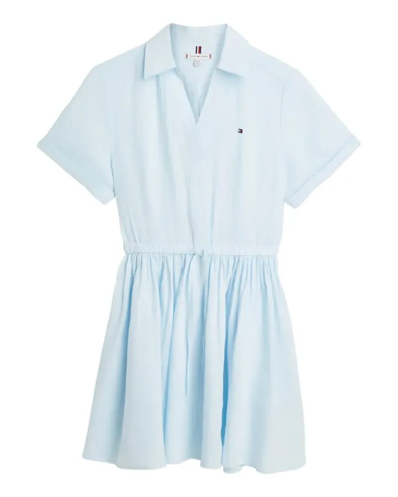Tommy Hilfiger drawstring-waist short-sleeve relaxed linen mini dress - Blau Blau