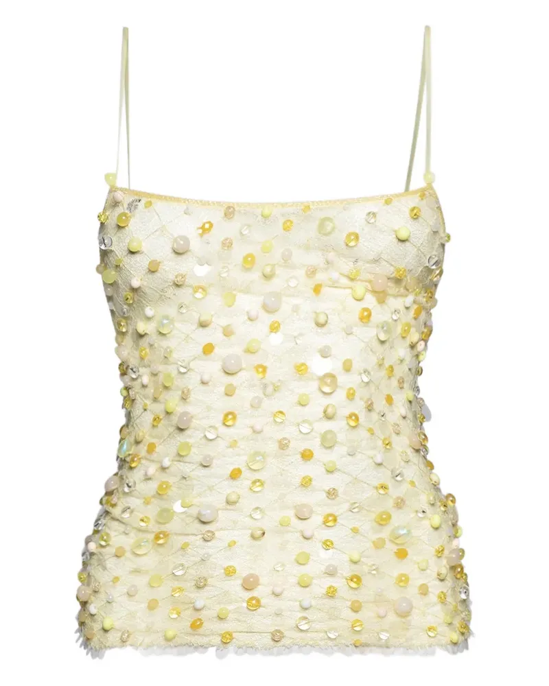 Roberta Einer Fishnet beaded top - Nude Nude