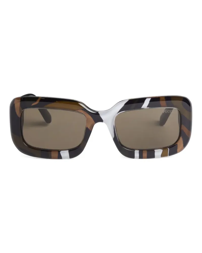 Emilio Pucci Marmo rectangular sunglasses - Braun Braun