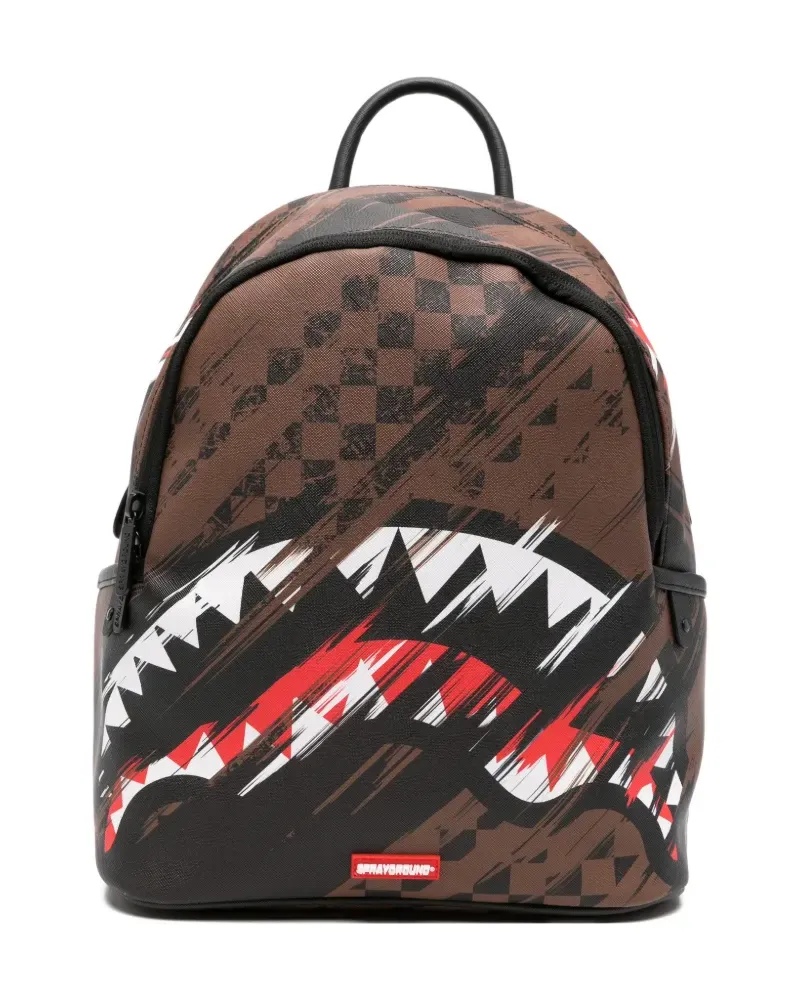 Sprayground Karierter Shark Mouth Rucksack - Braun Braun