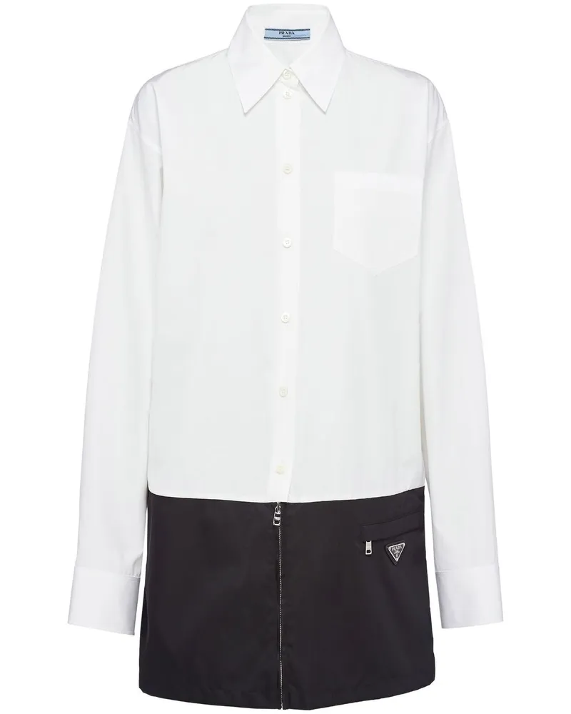 Prada Zweifarbiges T-Shirtkleid - Weiß Weiß
