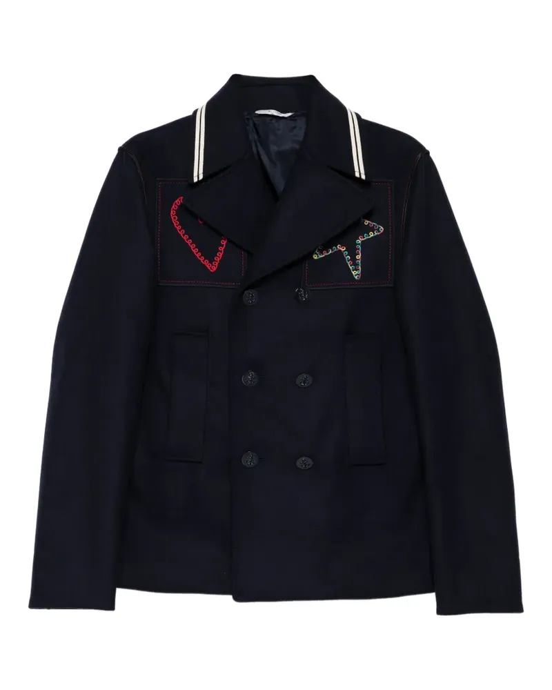 Valentino Garavani double-breasted embroidered jacket - Blau Blau