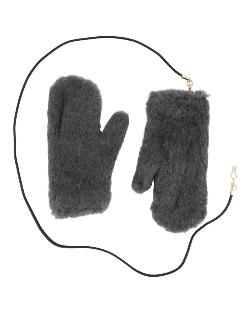 Max Mara Fäustlinge aus Wolle und Alpaka-Teddy - Grau Grau