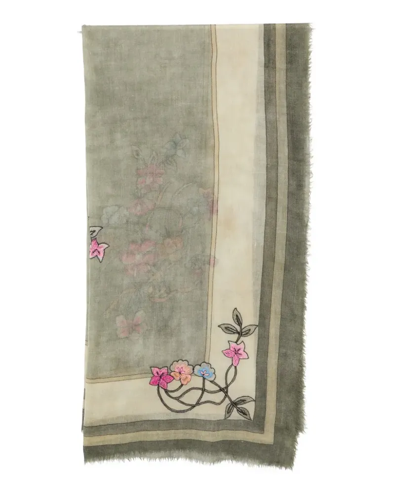 Faliero Sarti floral embroidered scarf - Grün Grün