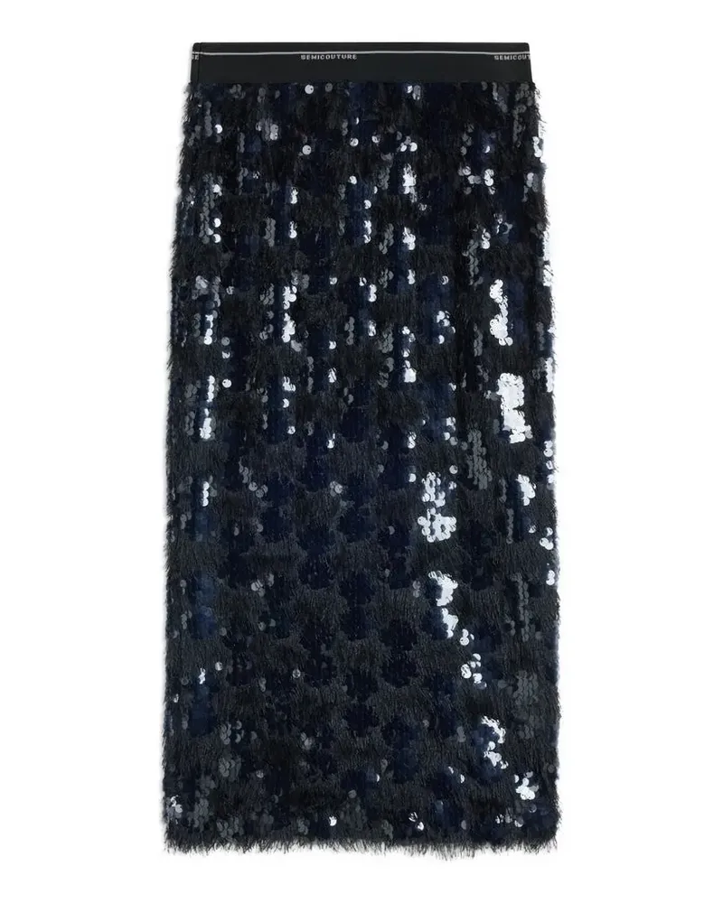 Semicouture Rock mit Fransen und Pailletten - Blau Blau