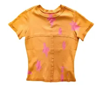 T-Shirt mit abstraktem Print - Orange