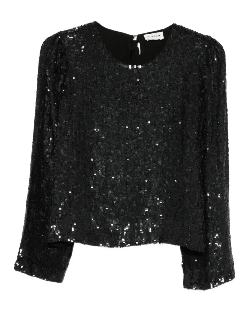 P.A.R.O.S.H. P.A.R.O H. Bluse mit Pailletten und Schleife - Schwarz Schwarz