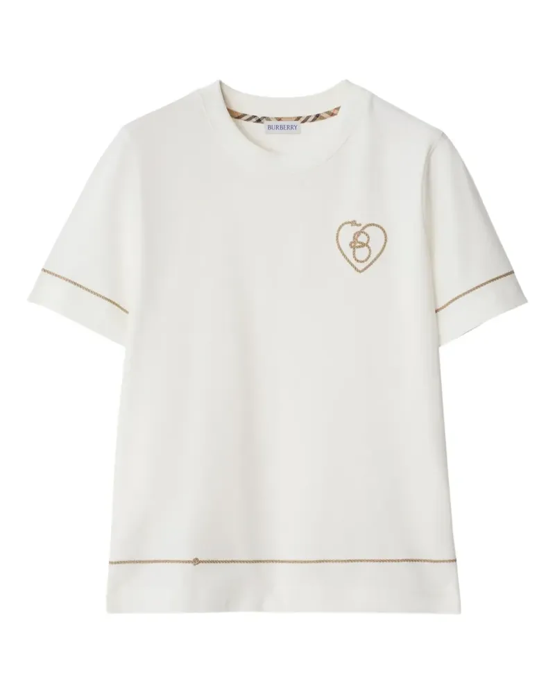 Burberry T-Shirt mit B Heart-Logo - Weiß Weiß