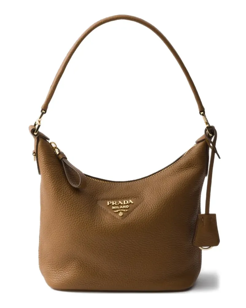 Prada logo-plaque leather shoulder bag - Braun Braun
