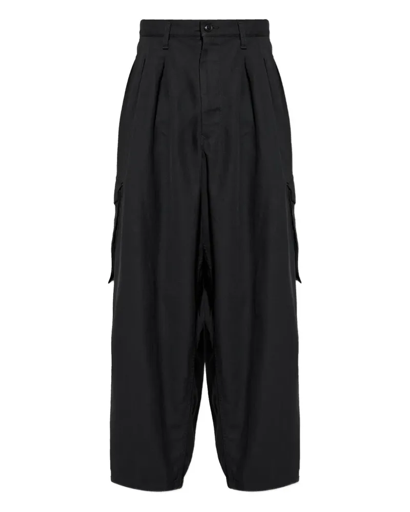 Yohji Yamamoto pleated cargo trousers - Schwarz Schwarz