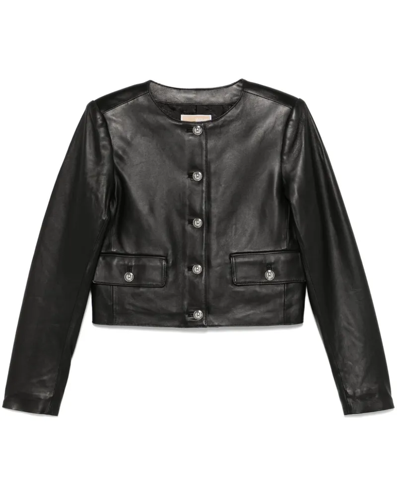Michael Kors Cropped-Jacke aus Leder - Schwarz Schwarz