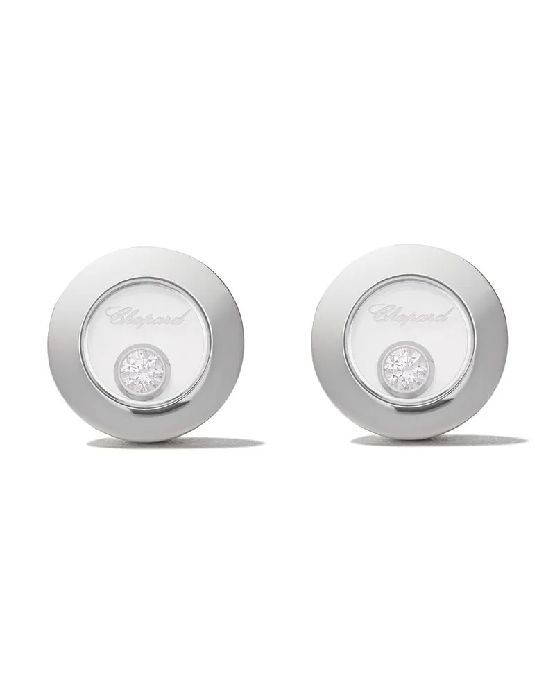 Chopard 18kt 'Happy Diamonds Icons' Weißgoldohrstecker mit einem Diamanten - Silber Silber