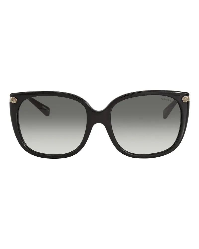 Coach Eckige Sonnenbrille mit Blumenverzierung - Schwarz Schwarz