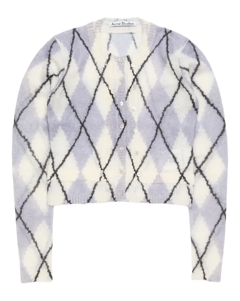 Acne Studios Mohair-Cardigan mit Rautenmuster - Weiß Weiß