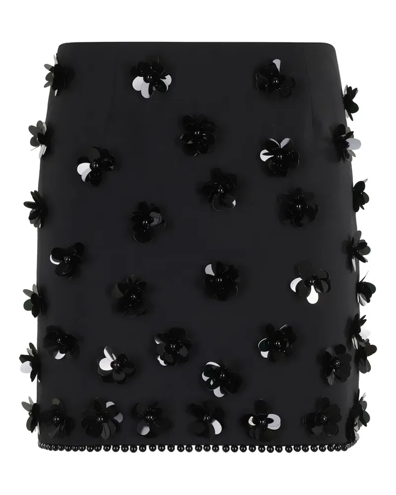 Semicouture Rock mit Blumenstickerei - Schwarz Schwarz